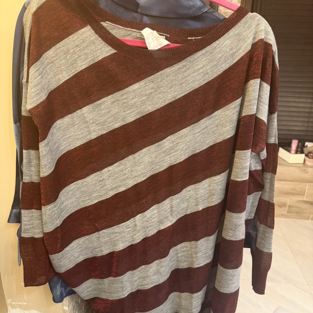 All Saints Burgundy and Gray Jumper Dress